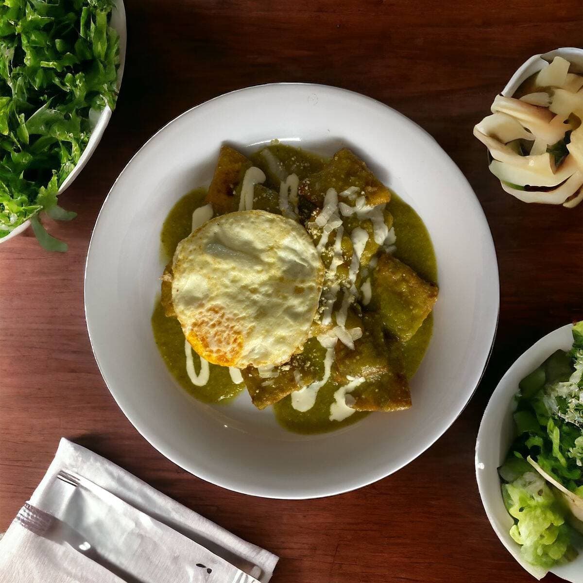 Chilaquiles rellenos de pollo