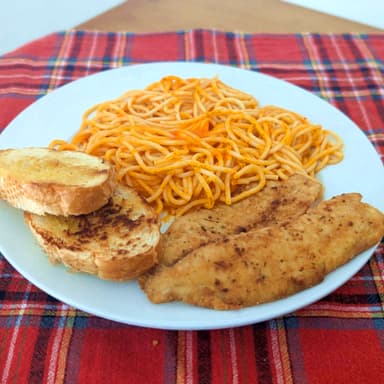 Pescado con Espaguetti