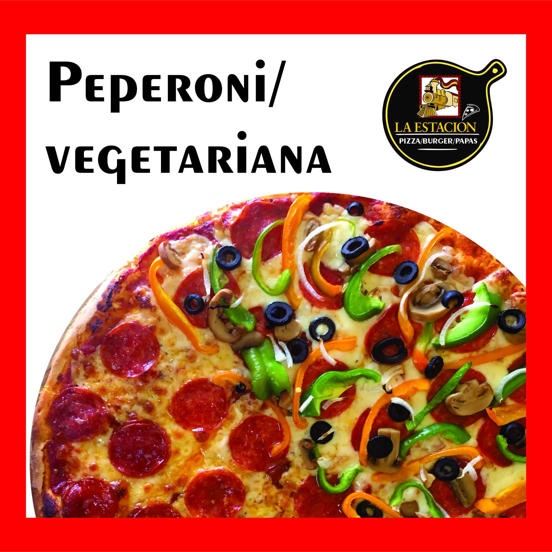 PIZZA GRANDE MITAD PEPERONI Y MITAD VEGETARIANA