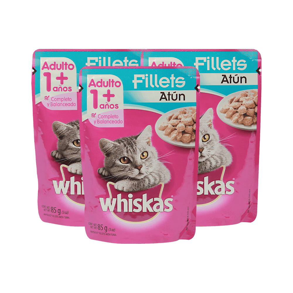 3 WHISKAS JELLY POUCH ATUN Y SARDINA 85gr