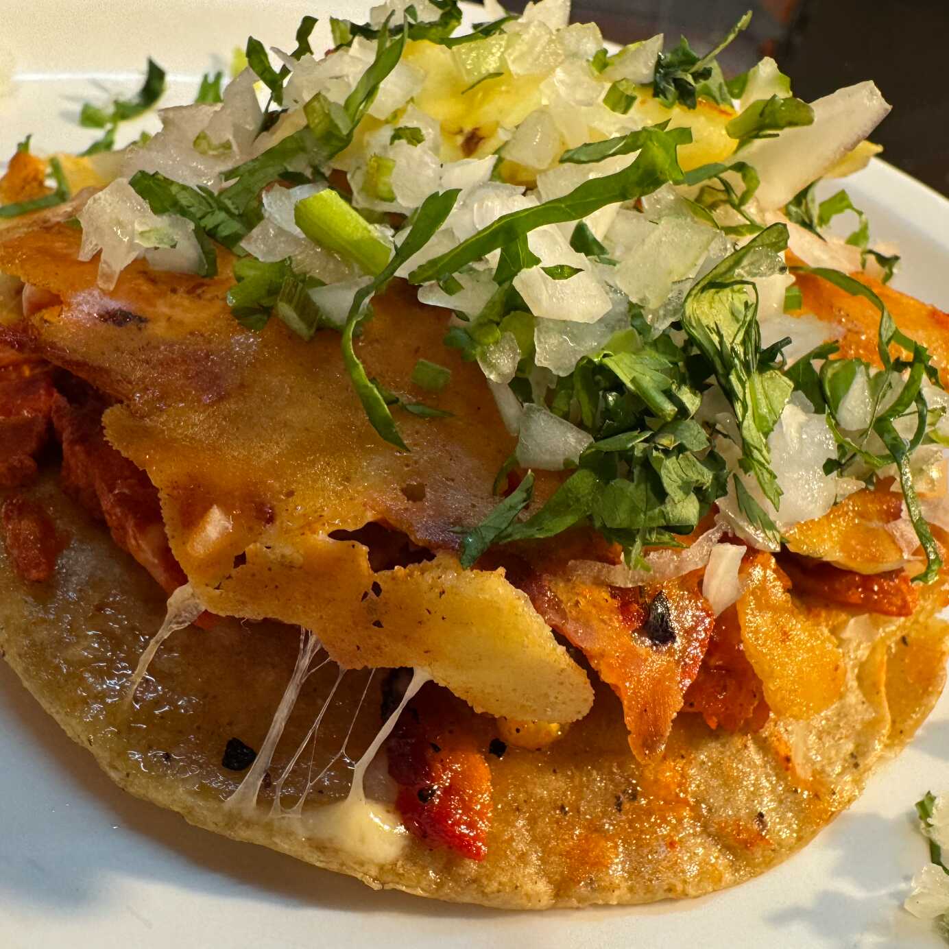 Taco al Pastor Planchado con Queso