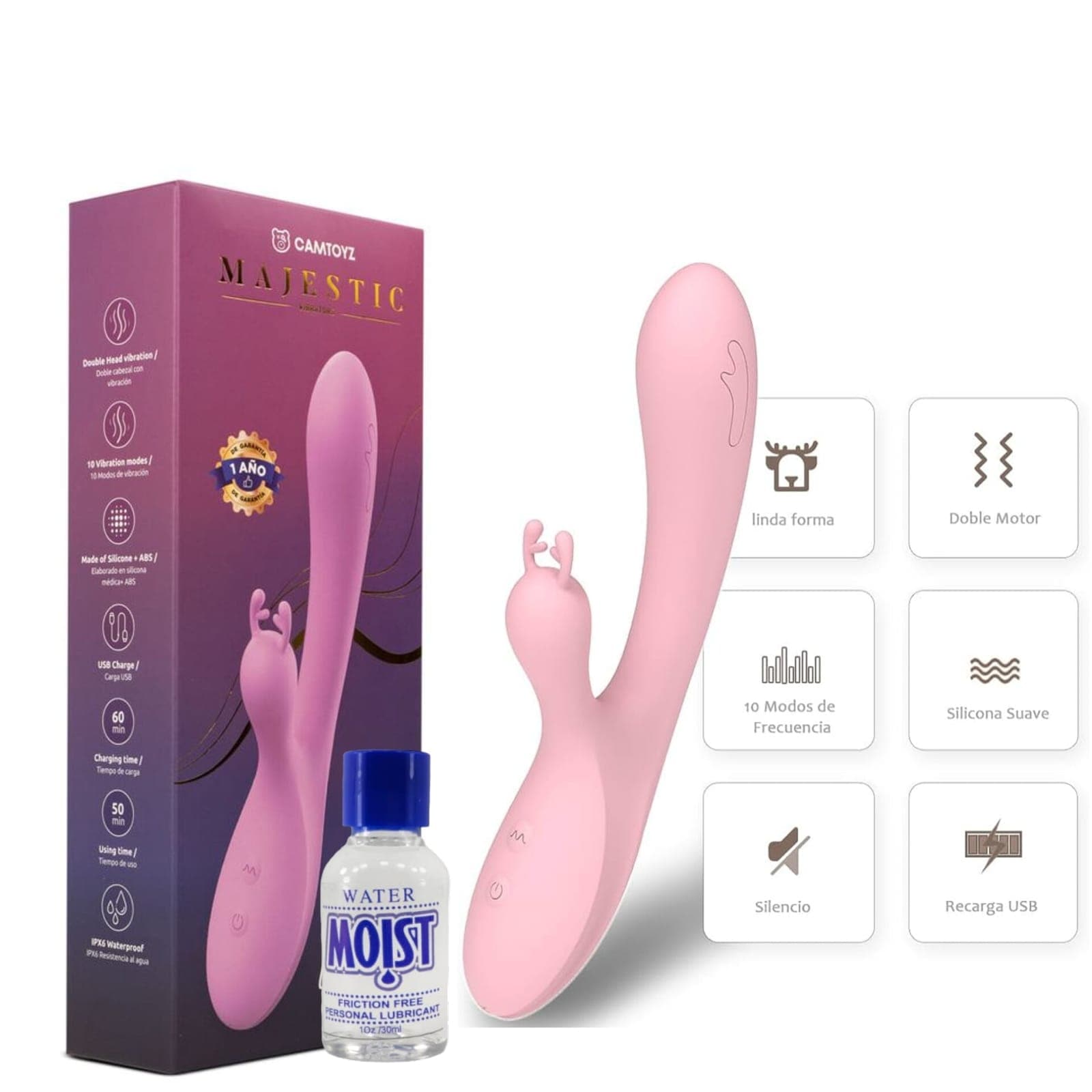 Vibrador doble estimulación punto g recargable ...