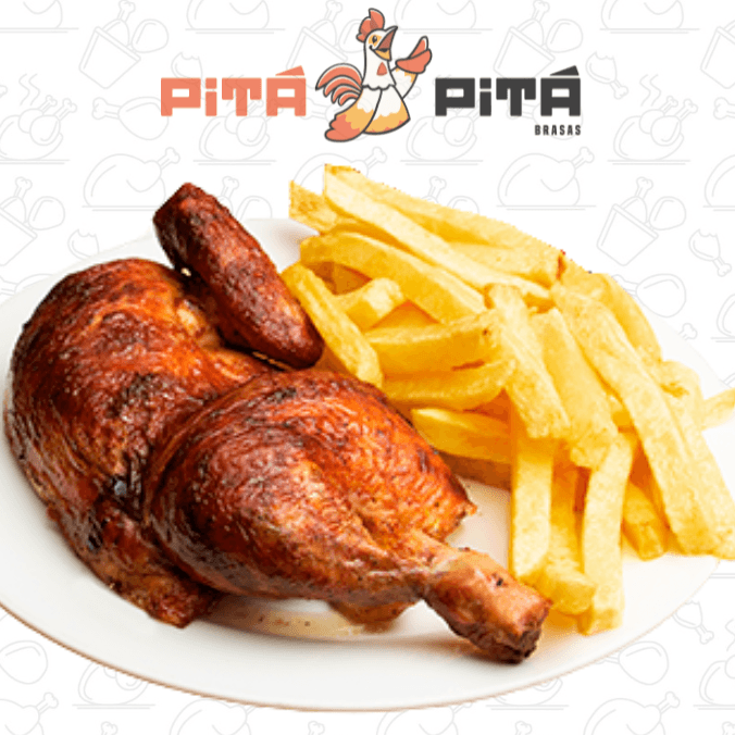1/2 Pollo a la brasa con papas