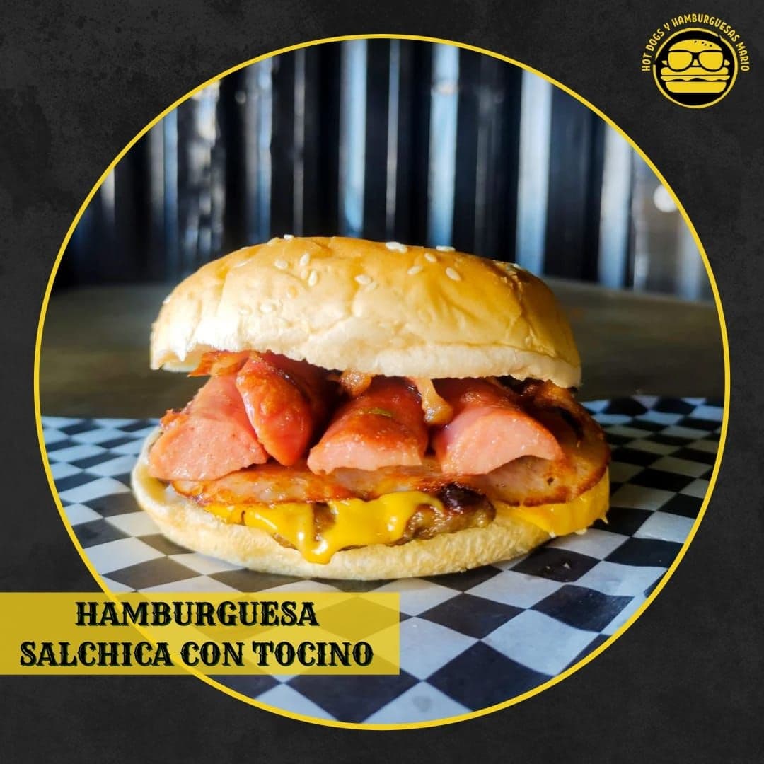 Hamburguesa Salchicha con Tocino