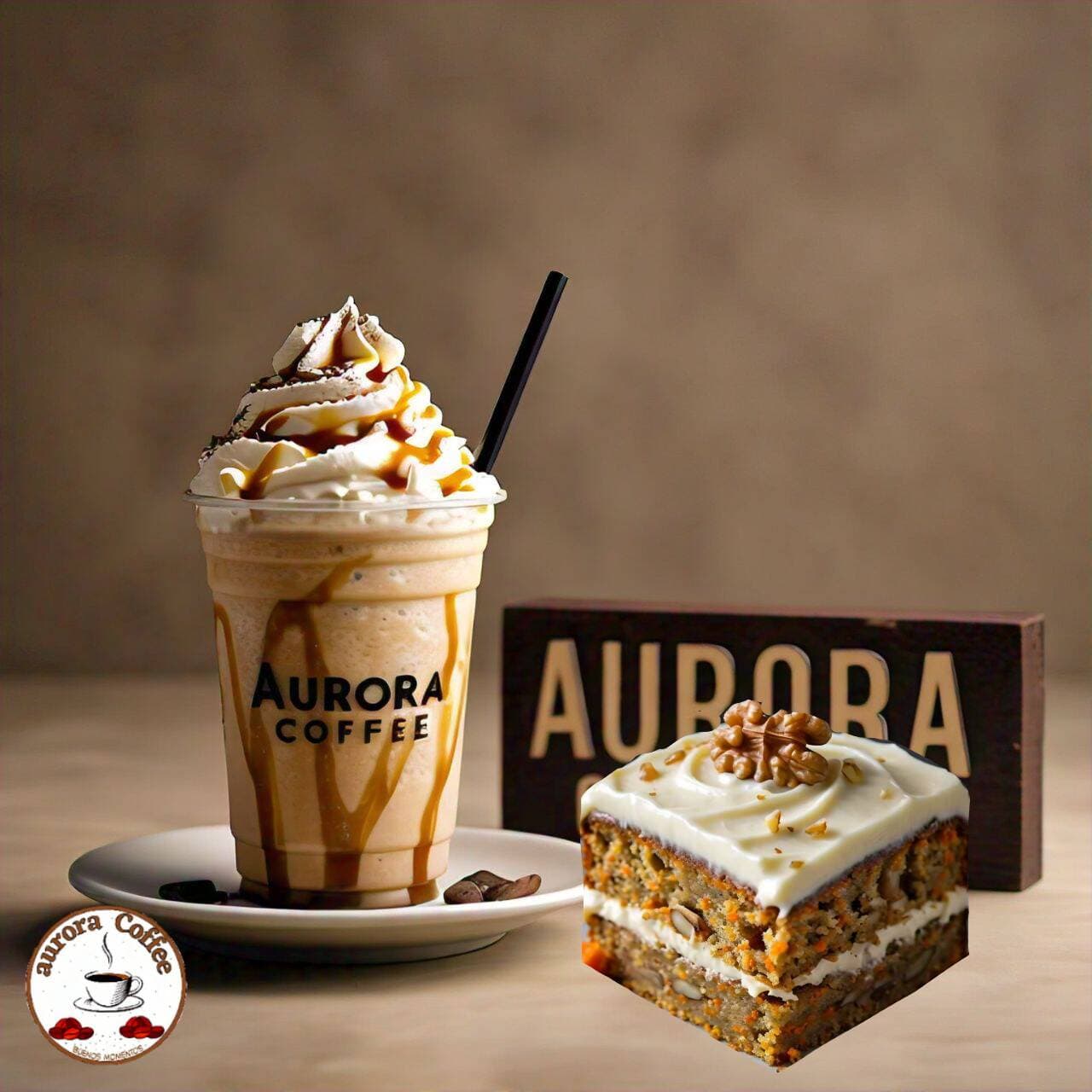 frape capuccino *2+torta de zanahoria *2