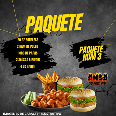 PAQUETE #3 DE BONELESS