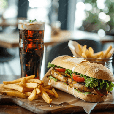Sandwich Natural + Papas + Bebida