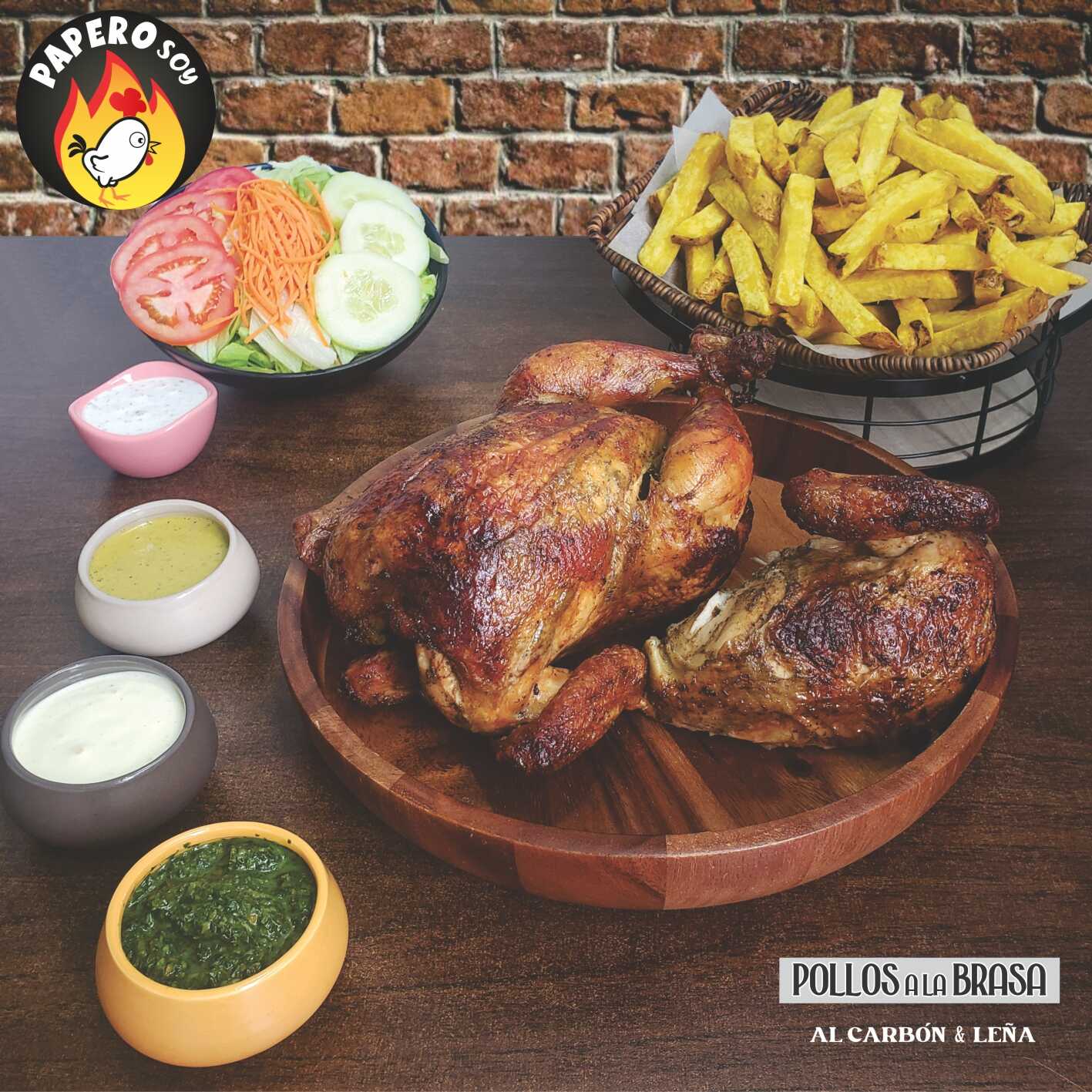 1 + 1/4 Pollo + Papas Fritas + Ensalada