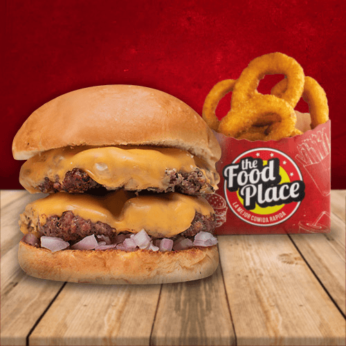 Combo Doble Cheese Burger + Aros de Cebolla