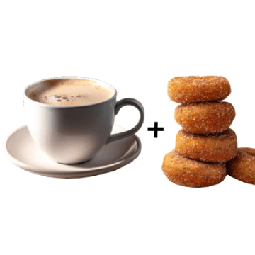 Café con Media Docena de Mini Donitas de Canela