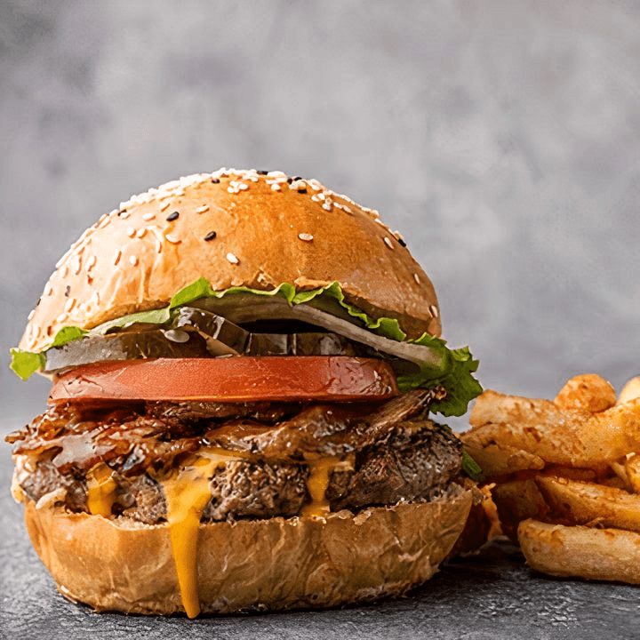 Combo American Burger Cheese & Bacon + Papas