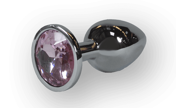 KINKY PLUG SILVER WITH PINK ROUNDED GEM 2.7 INCH