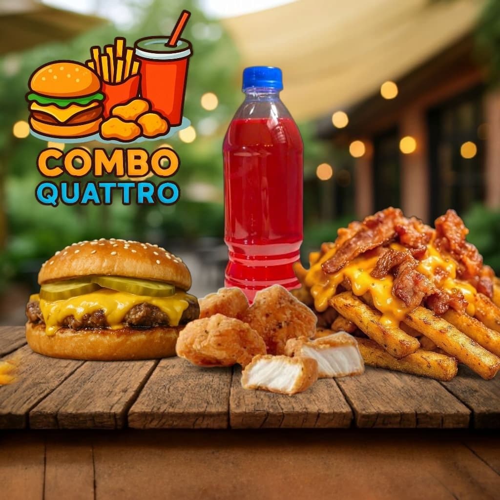 Cheeseburger + Nuggets + Papas + Bebida