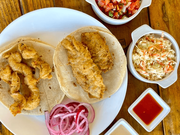 Tacos del Pacifico (Pescado y Camarón)
