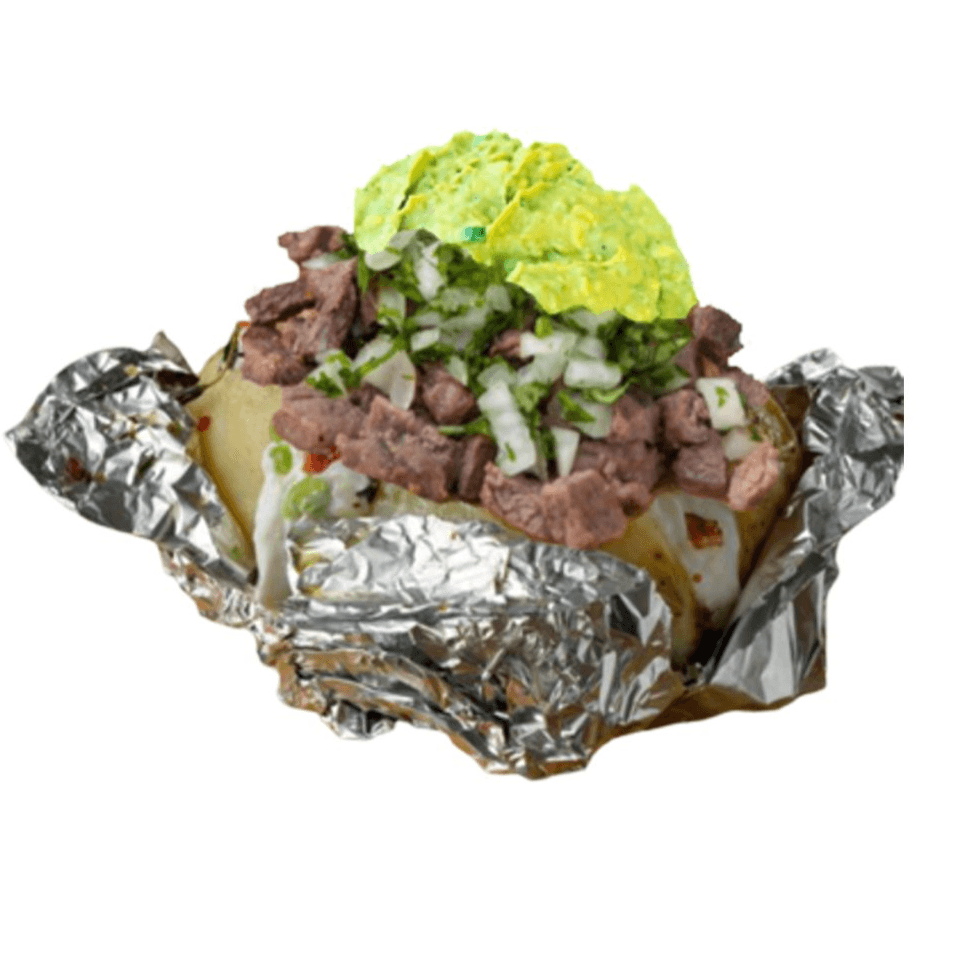 Papa Asada con Carne Asada y Queso