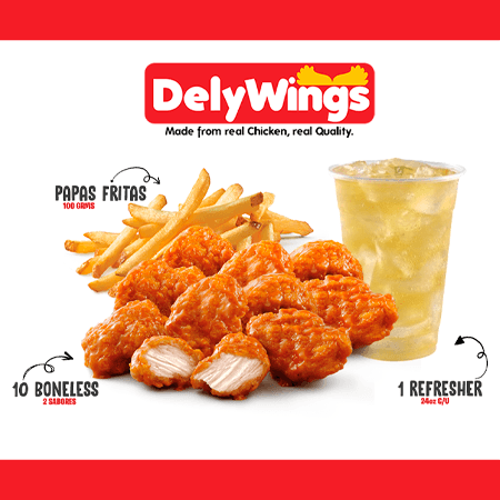 10 Boneless + Papas + Refresher