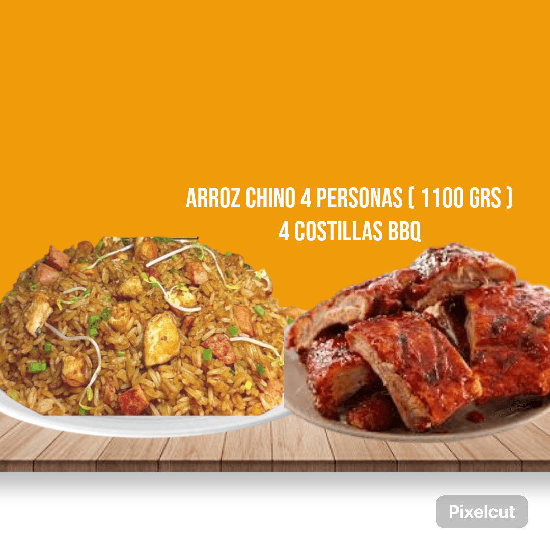 Arroz Chino 4 Personas más 4 Costillas BBQ