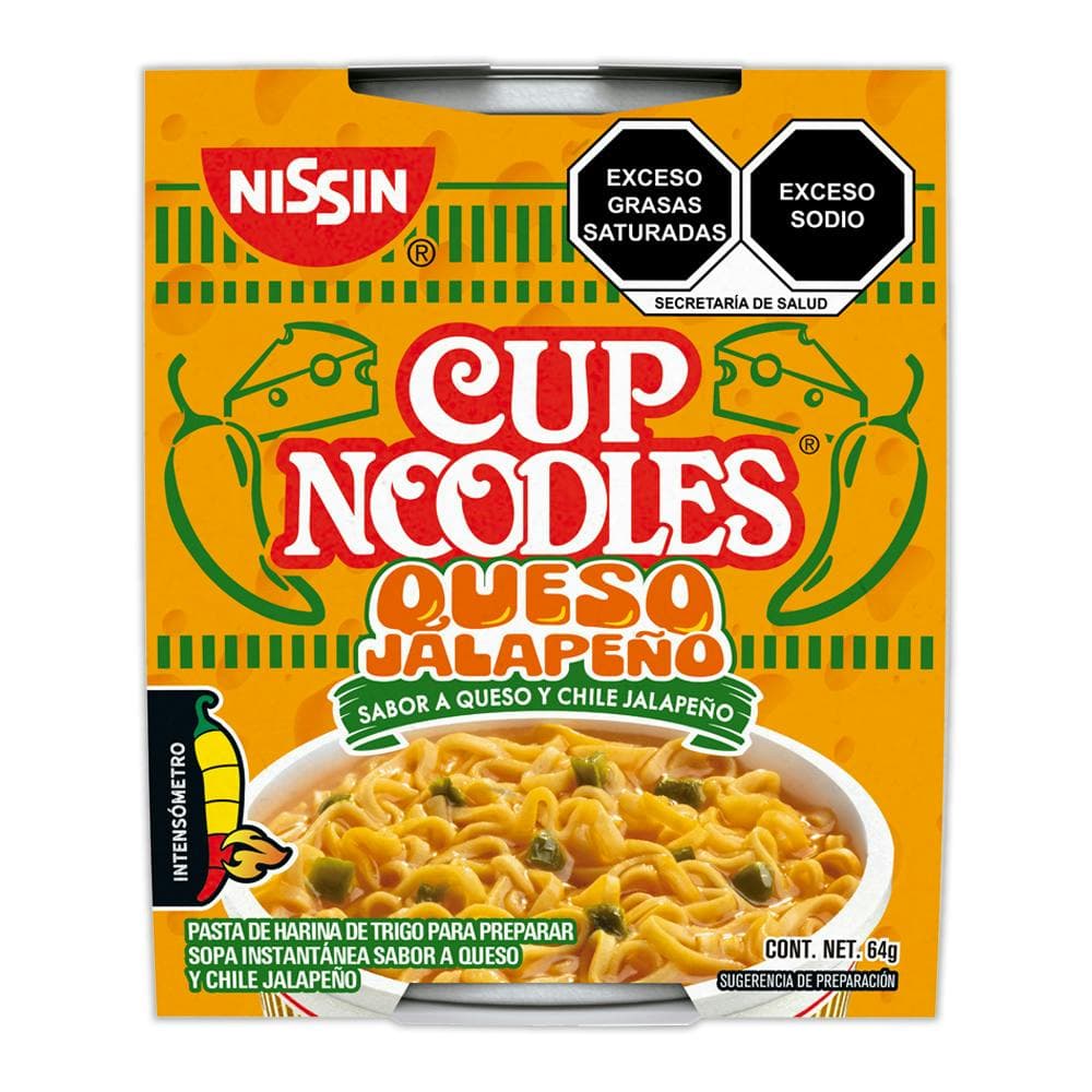 SOPA NISSIN CUP NOODLES QUESO Y JALAPENO 64GR