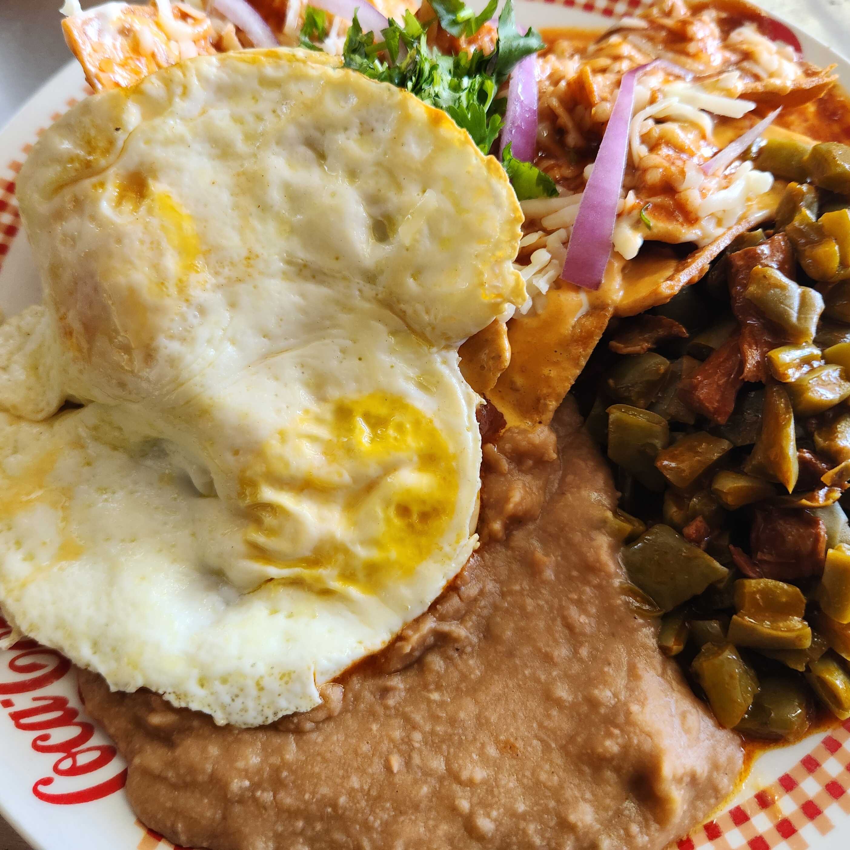 Chilaquiles Especiales con Nopal con Carne de Res