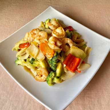 Camarón con Verduras en Salsa ostión