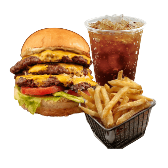 Hamburguesa triple + papas + mr tea