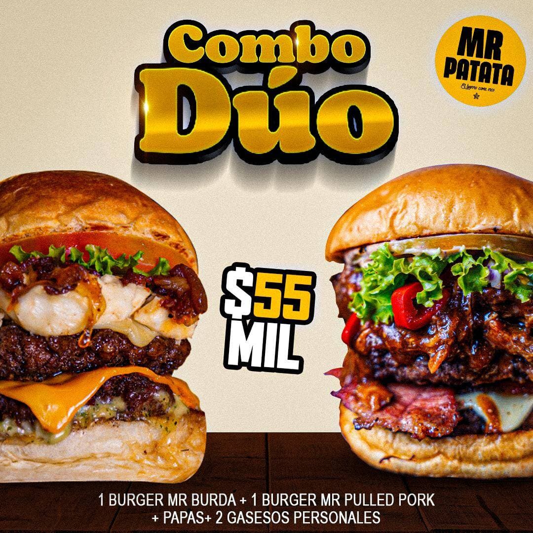 DUO Mr Burda + Mr pulled pork con gaseosas