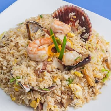 Chaufa de Mariscos+Leche de Tigre