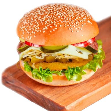 HAMBURGUESA apanada y pepinillo y piña