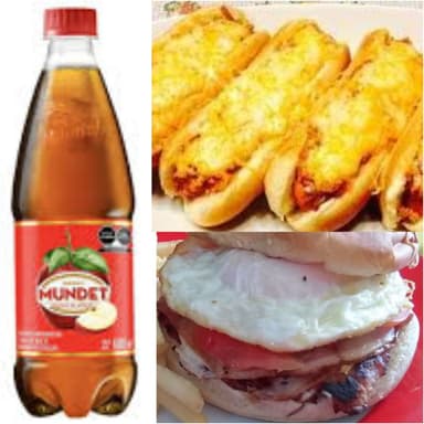 HamburguesaHuevona+2HotdogC/Tocino/Queso+Refre