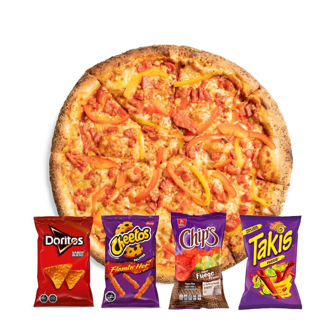 Pizza de Morrón con Chorizo y Papas