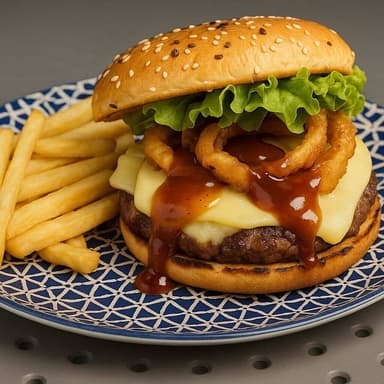 Hamburguesa BBQ con Papas a la Francesa