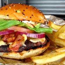 Hamburguesa BBQ Con Papas