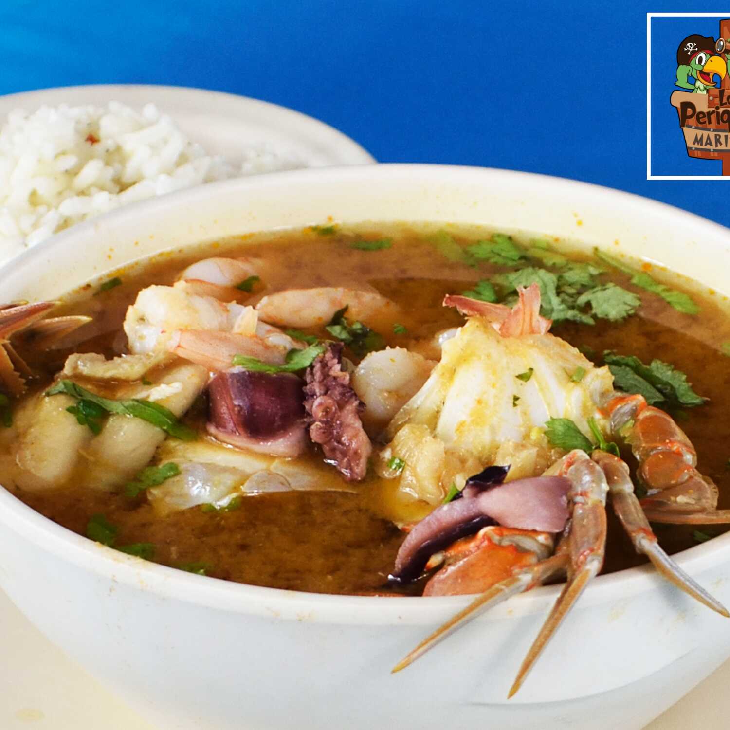 Combo 1/2 Sopa de Mariscos y tostada de Ceviche