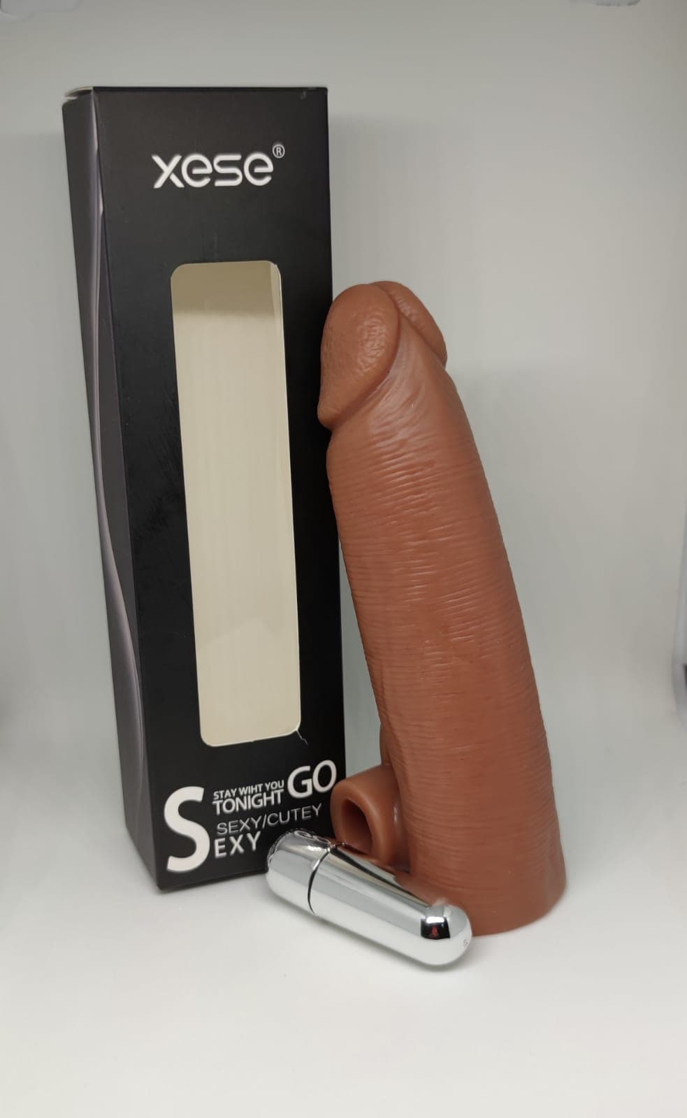 Funda extensora para pene realista con vibración