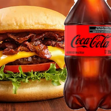 Hamburguesa Tocino + Coca Cola 355ml Zero