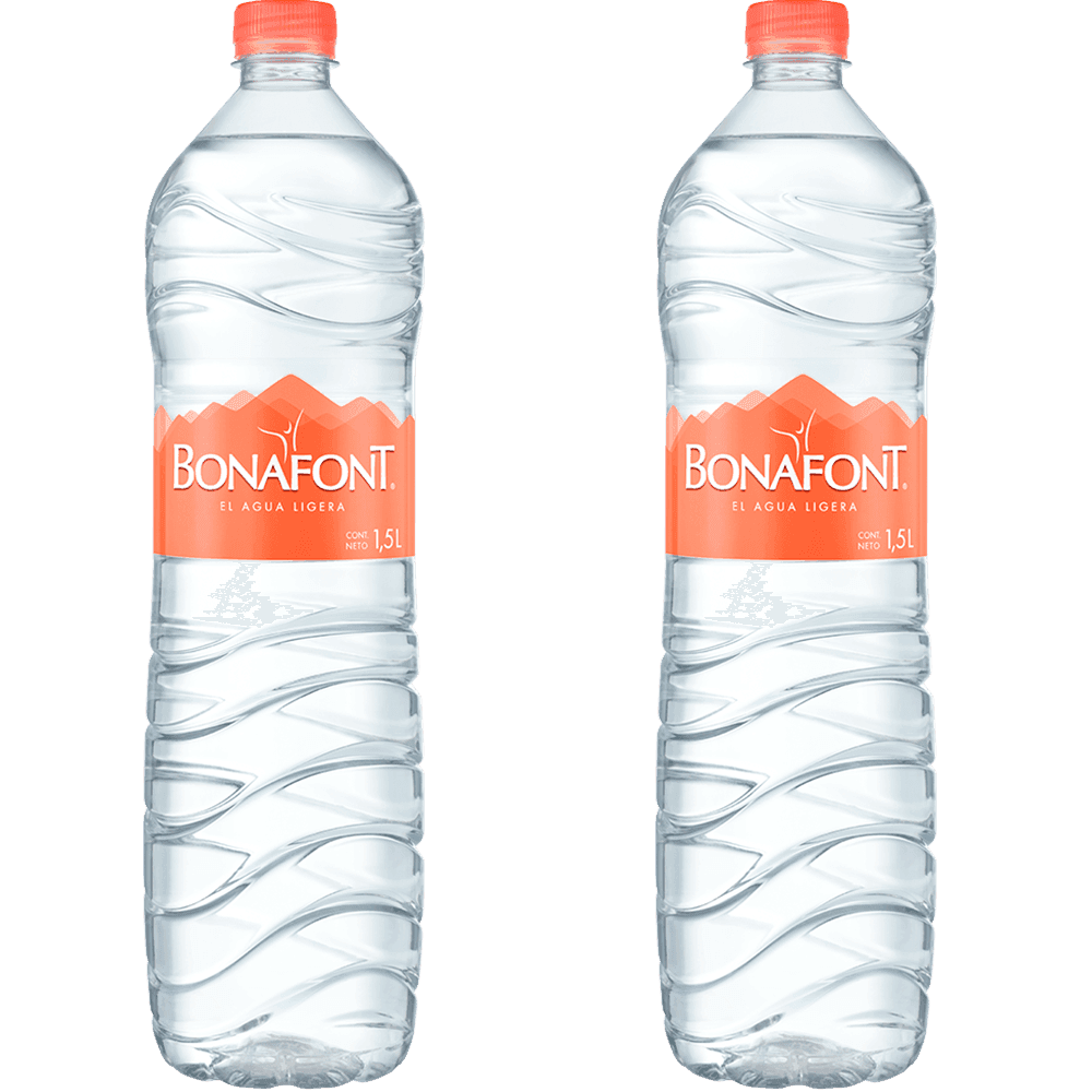 2 Agua natural Bonafont 1.5 lt botella