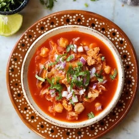 1 LITRO MENUDO CON PAN FRANCES Y COMPLEMENTOS