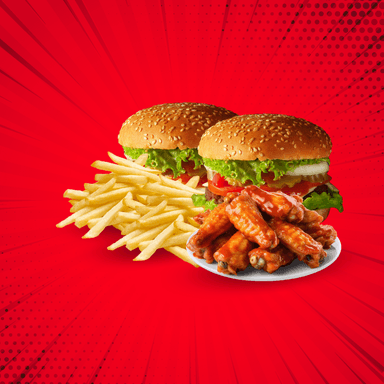Combo 2 🍔🍔 Clasicas + 6Alitas 🍗+ Papas🍟