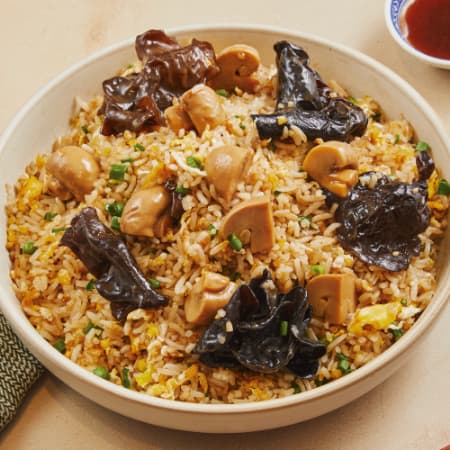 Chaufa Vegetariano con Champiñones y Wanyi