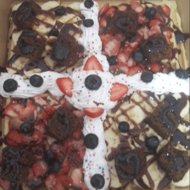 Waffle de Fruta con Mashmello