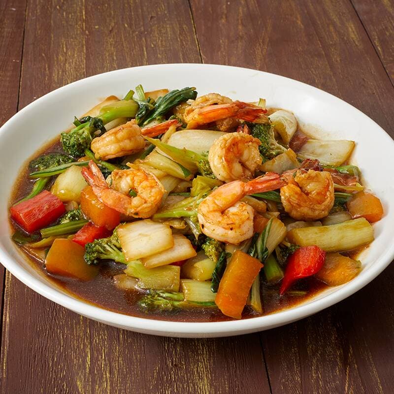 Langostino con verduras