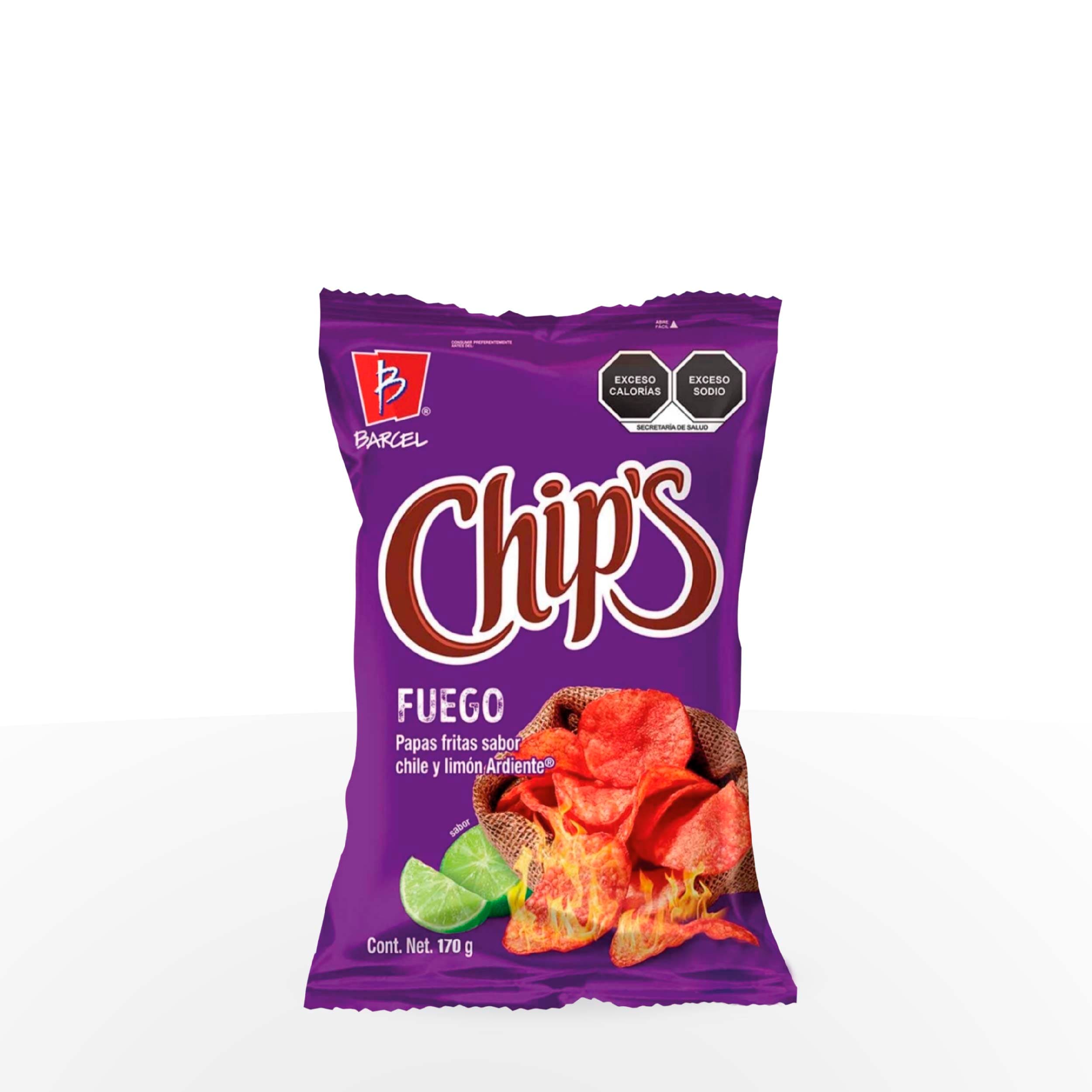 PAPAS FRITAS FUEGO CHIPS BARCEL 170 GR