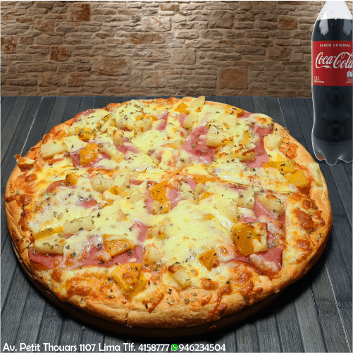 Pizza Hawahiana y Gaseosa de 1.5 L