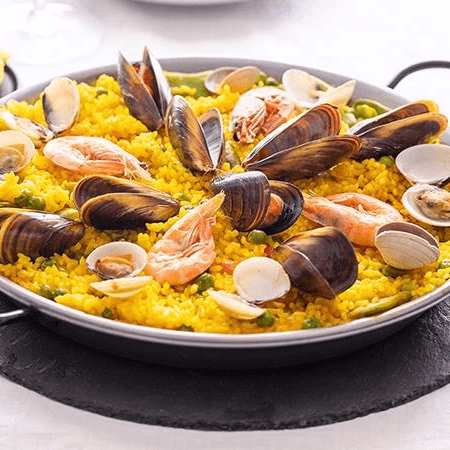 Paella para dos personas.