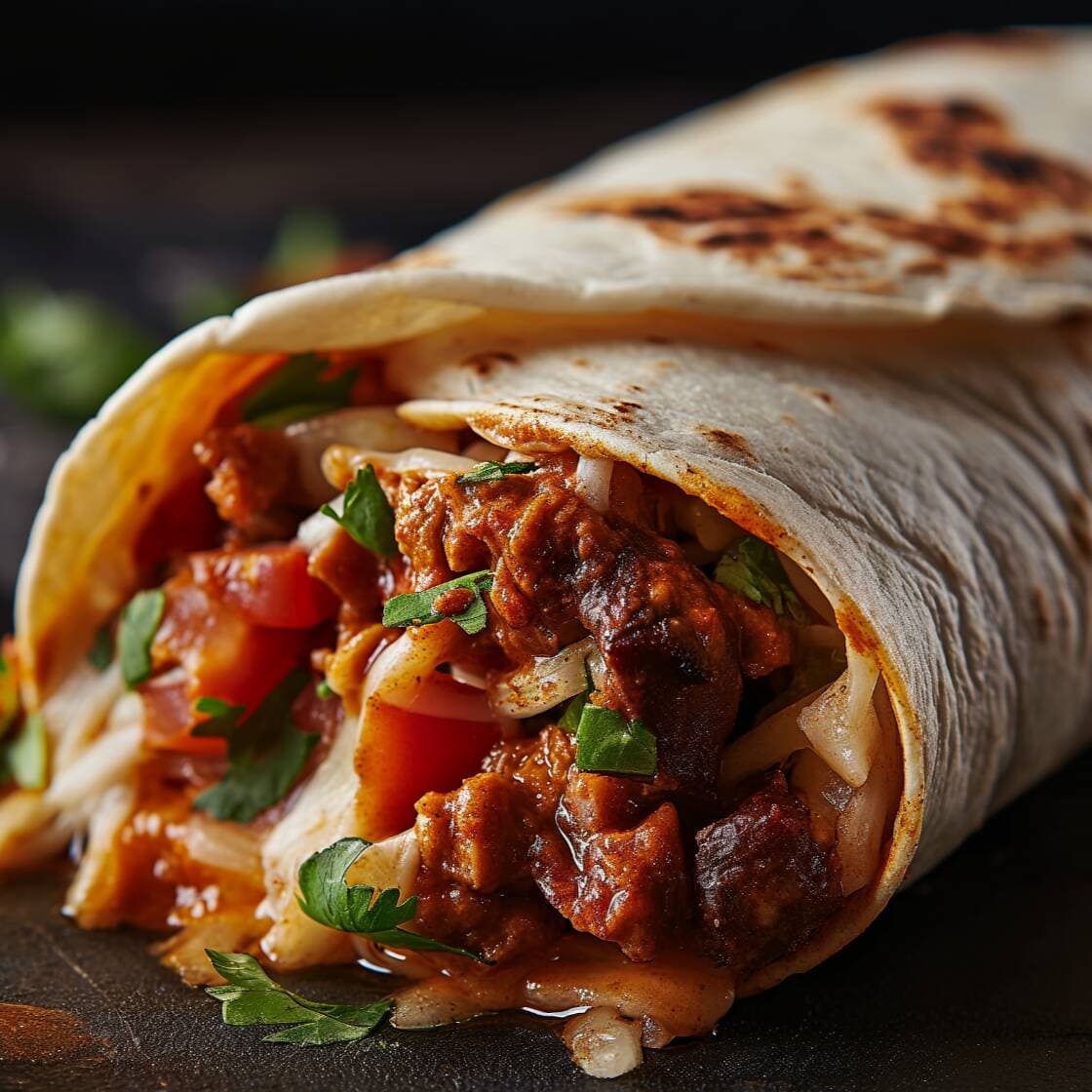 MEGA BURRITO DE BISTEC EN CHILE ROJO