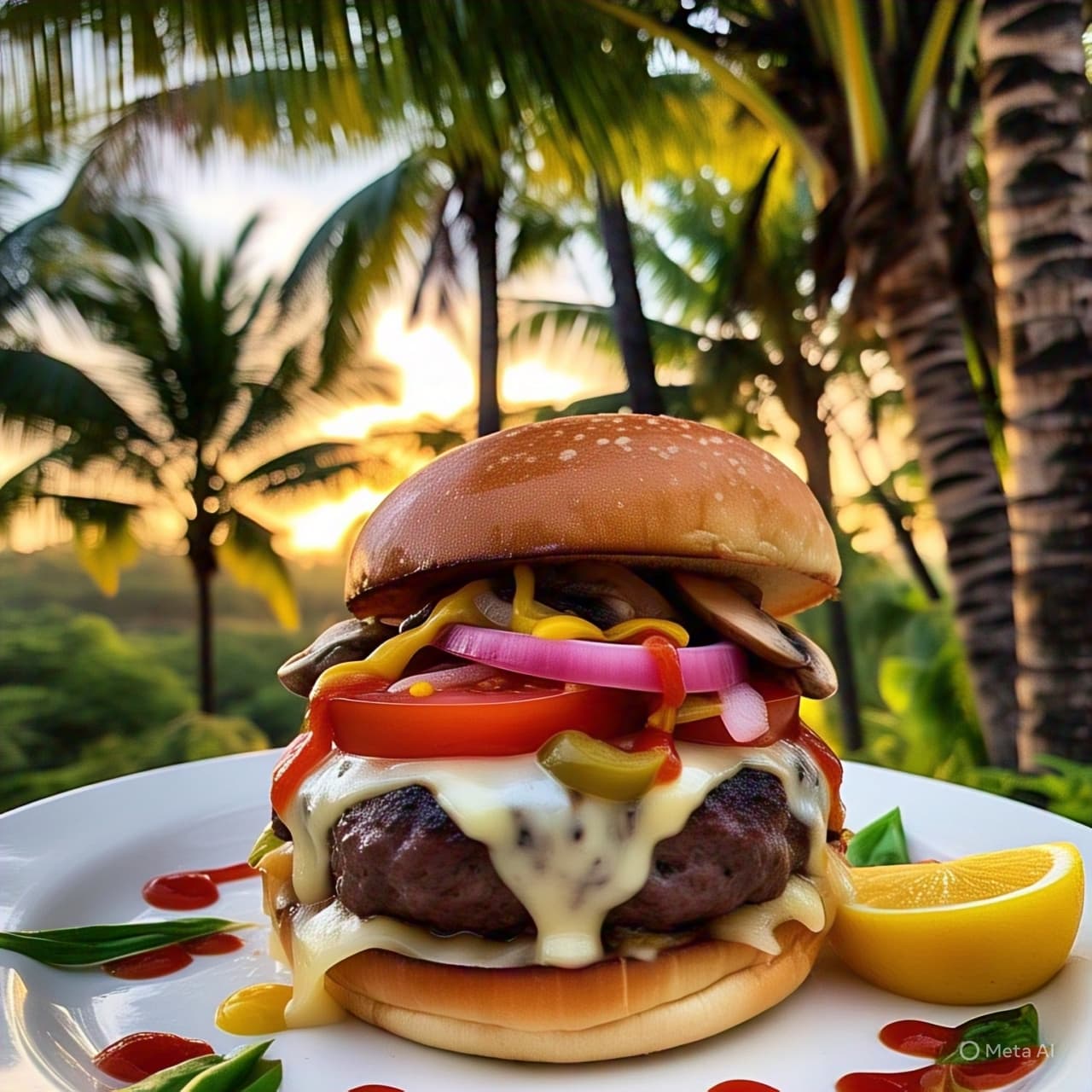 Hamburguesa con champiñones