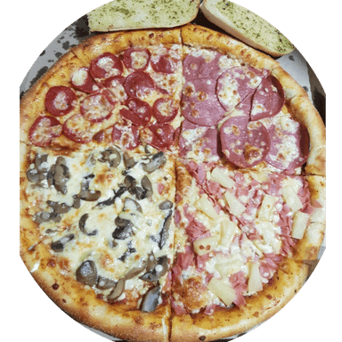 Pizza 4 Estaciones, Refresco 1.5 Lt , Pan Ajo
