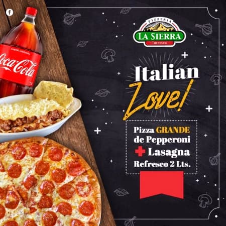 Combo-Pizza de Pepperoni mas Lasagña