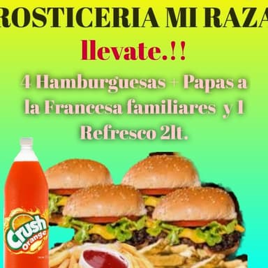 Paquete 13 - 4  Hamburguesa Combo