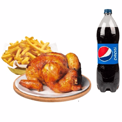 1 Pollo a la brasa sin Ensalada + 1 Pepsi 1.5 L